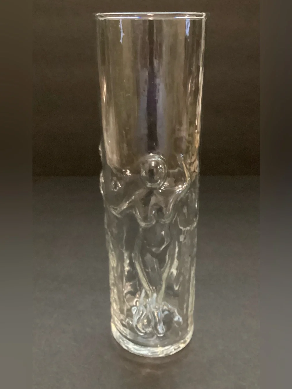 Vintage 1960’s Libbey La Femme Highball Glass Clear 3D Nude Women MCM